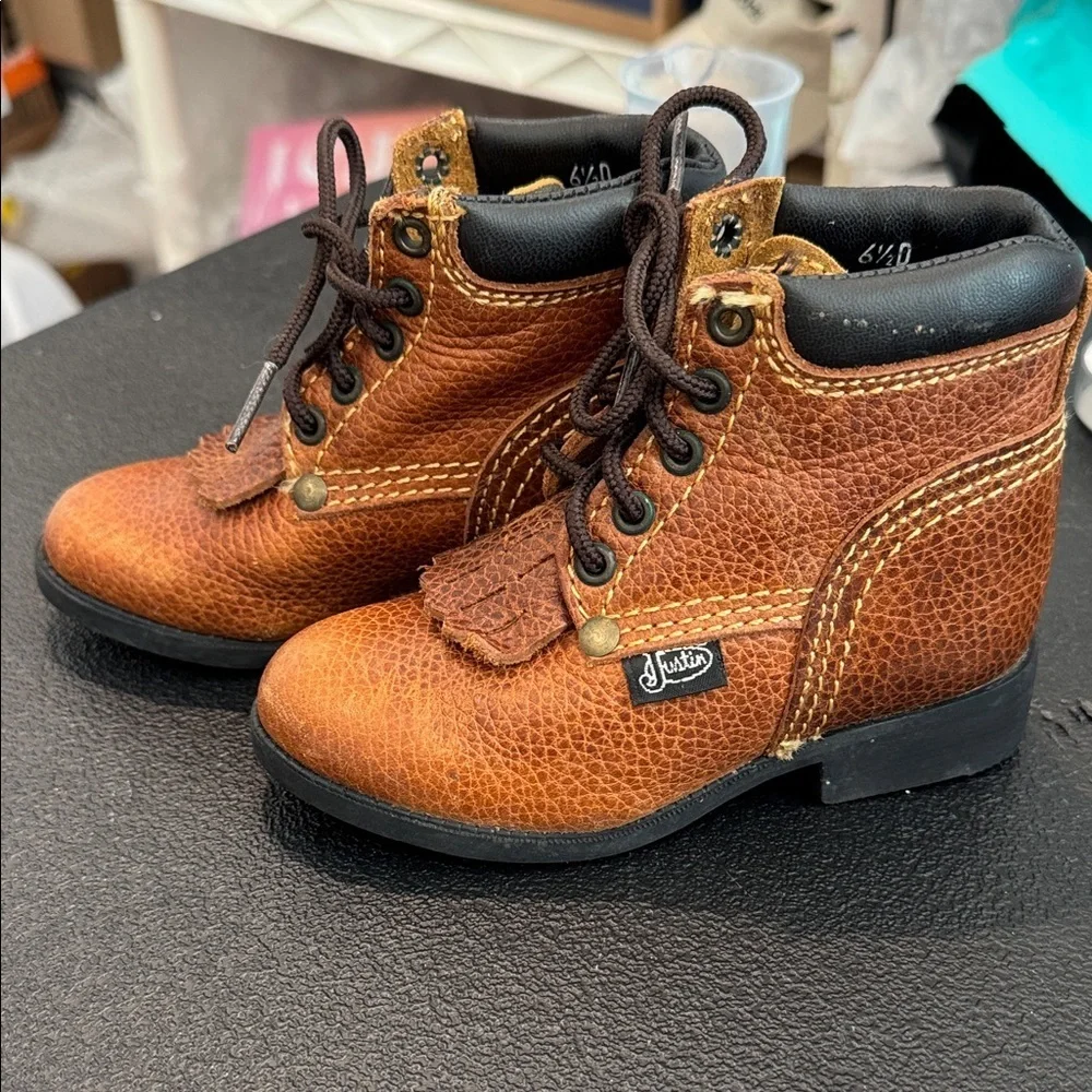 Vintage Justin Boots Kids Brown Leather Boots